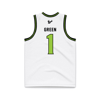 USF - NCAA Men's Basketball : DeAnte Green - White Basketball Jersey-1