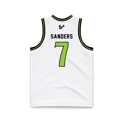 USF - NCAA Men's Basketball : Caleb Sanders - White Basketball Jersey-1