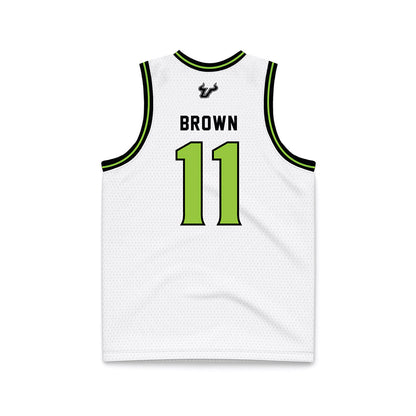 USF - NCAA Men's Basketball : CJ Brown - White Basketball Jersey-1