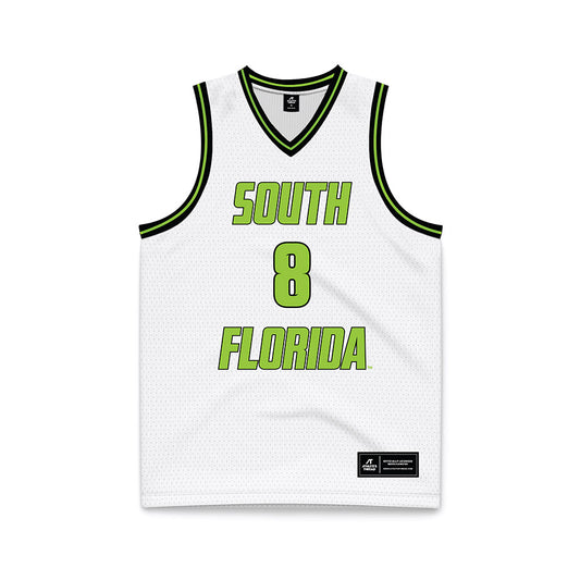 USF - NCAA Men's Basketball : Josh Omojafo - White Basketball Jersey-0