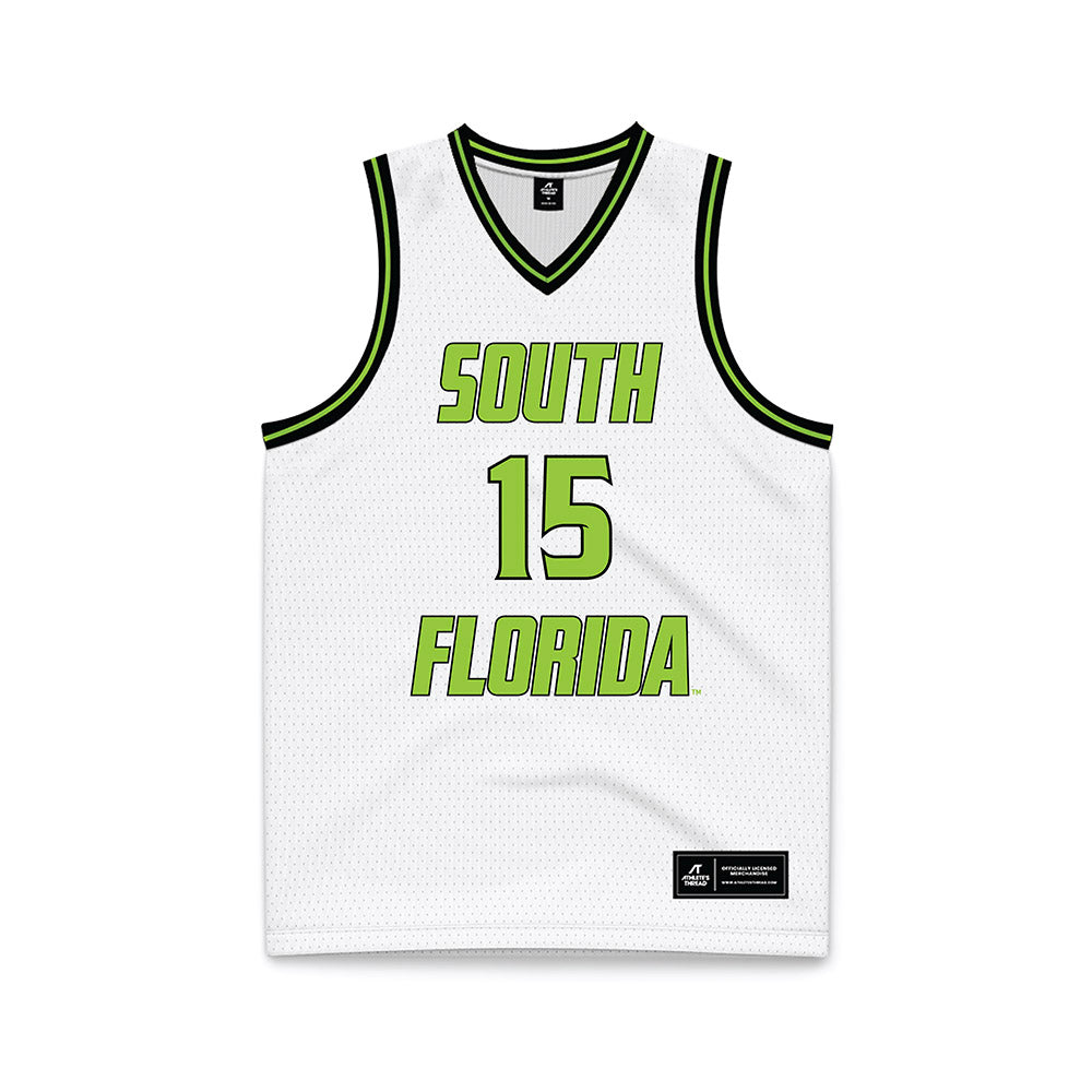 USF - NCAA Men's Basketball : Onyx Nnani - White Basketball Jersey-0
