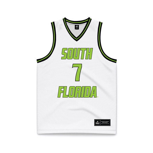 USF - NCAA Men's Basketball : Caleb Sanders - White Basketball Jersey-0