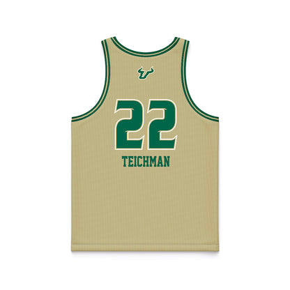 USF - NCAA Women's Basketball : Lee Teichman - Gold Basketball Jersey-1