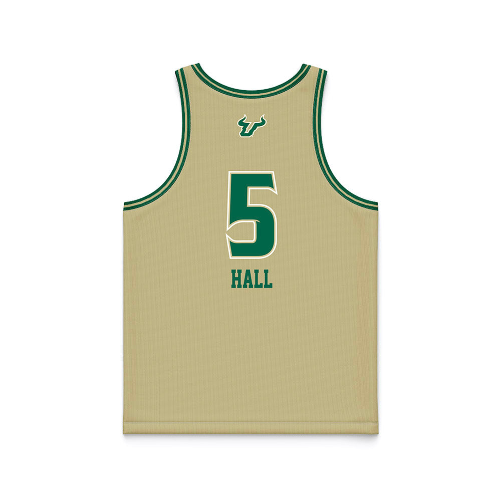 USF - NCAA Women's Basketball : Brooklyn Hall - Gold Basketball Jersey-1