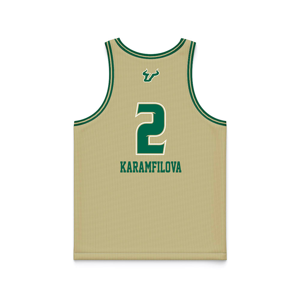 USF - NCAA Women's Basketball : Yana Karamfilova - Gold Basketball Jersey-1