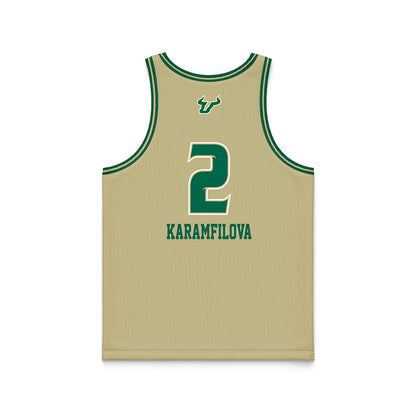 USF - NCAA Women's Basketball : Yana Karamfilova - Gold Basketball Jersey-1