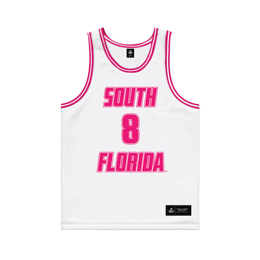 USF - NCAA Women's Basketball : Fatou Diakite - White Basketball Jersey-0