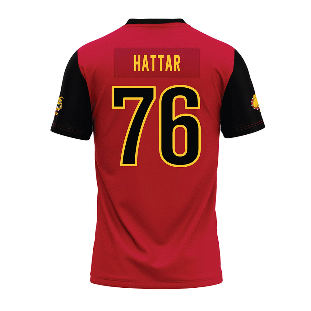 Ferris State - NCAA Football : Lawrence Hattar - Red Premium Football Jersey-1