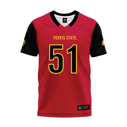 Ferris State - NCAA Football : DJ Gilbert - Red Premium Football Jersey-0