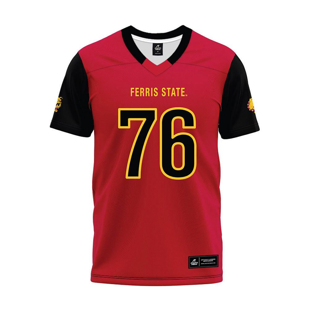 Ferris State - NCAA Football : Lawrence Hattar - Red Premium Football Jersey-0