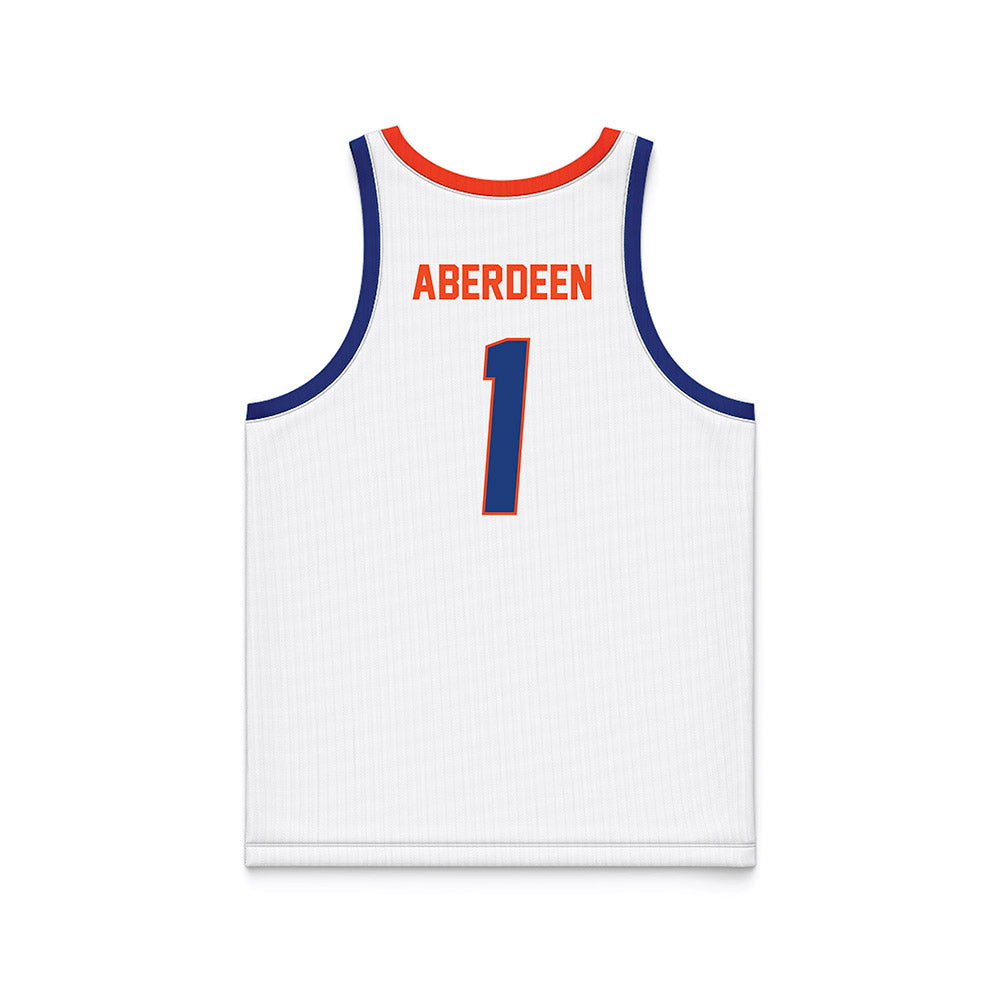 Florida - NCAA Men's Basketball : Denzel Aberdeen - White Basketball Jersey-1