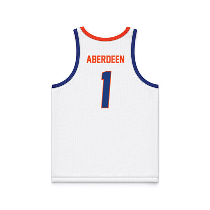 Florida - NCAA Men's Basketball : Denzel Aberdeen - White Basketball Jersey-1