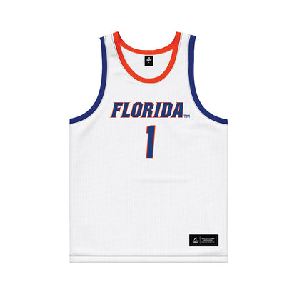 Florida - NCAA Men's Basketball : Denzel Aberdeen - White Basketball Jersey-0