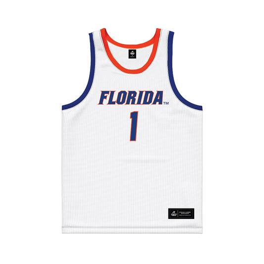 Florida - NCAA Men's Basketball : Denzel Aberdeen - White Basketball Jersey-0