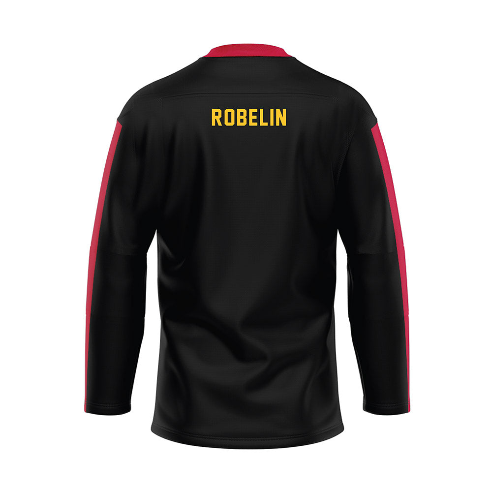 Ferris State - STUNT : Jordin Robelin - Black Hockey Jersey-1