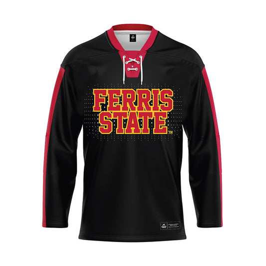 Ferris State - NCAA Stunt : Bailey Tyner - Black Hockey Jersey-0
