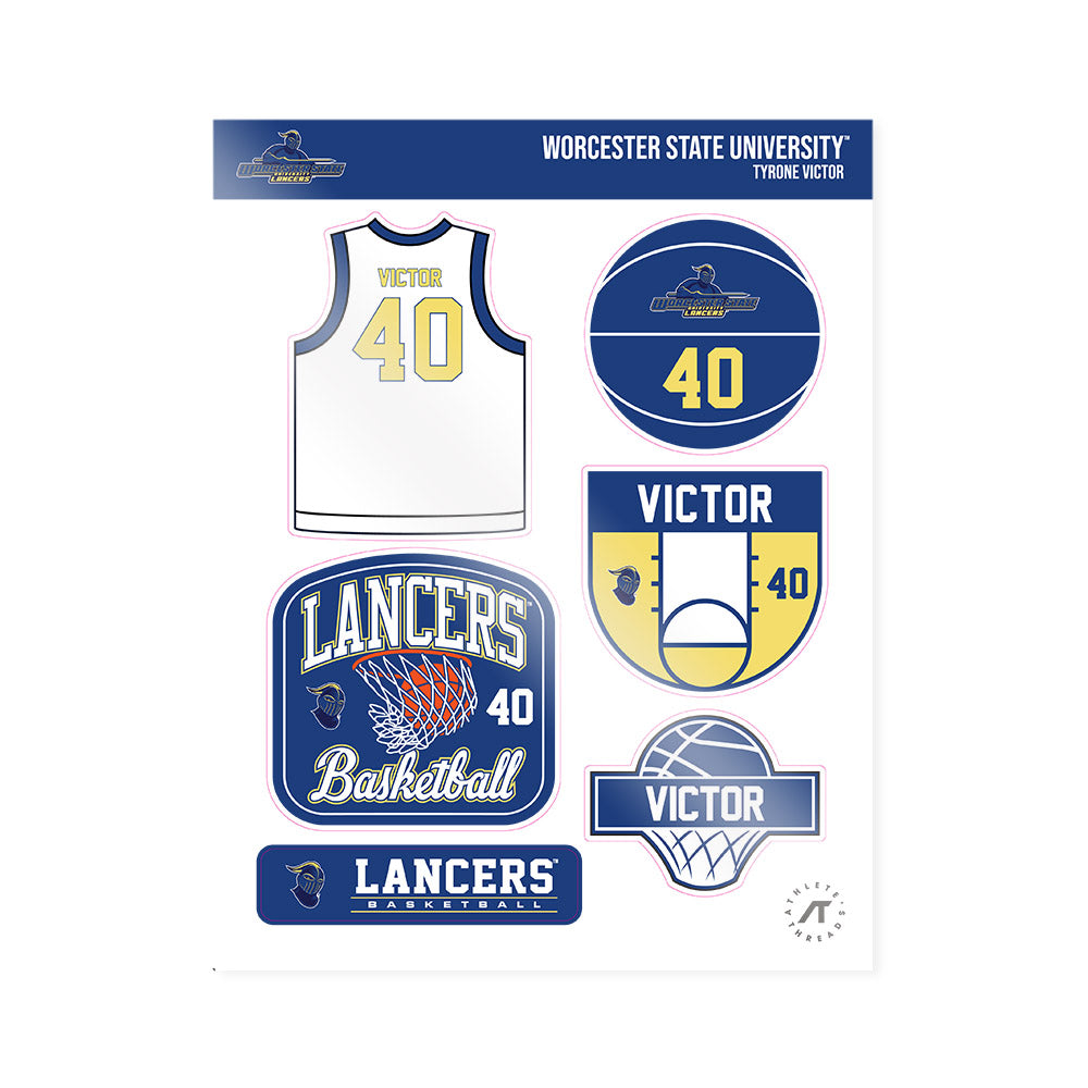 Worcester State - NCAA Men's Basketball : Tyrone Victor - Sticker Sheet-0
