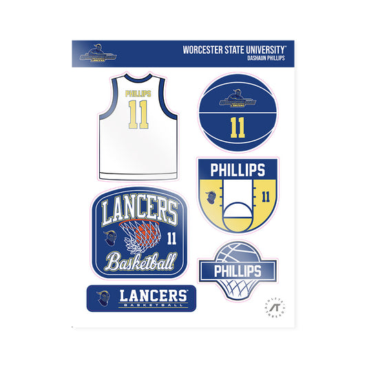 Worcester State - NCAA Men's Basketball : DaShaun Phillips - Sticker Sheet-0