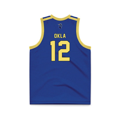 Worcester State - NCAA Men's Basketball : Joe Okla - Blue Basketball Jersey-1