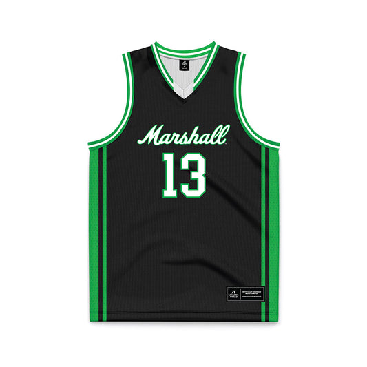 Marshall - NCAA Men's Basketball : Matthew Van Komen - Black Basketball Jersey-0