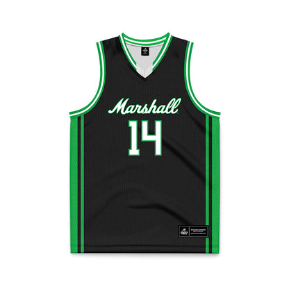 Marshall - NCAA Men's Basketball : Khaman Maker - Black Basketball Jersey-0