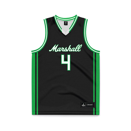 Marshall - NCAA Men's Basketball : Luke Rasmussen - Black Basketball Jersey-0