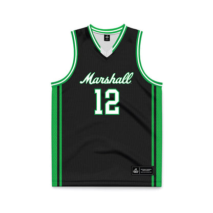 Marshall - NCAA Men's Basketball : Will Moore - Black Basketball Jersey-0