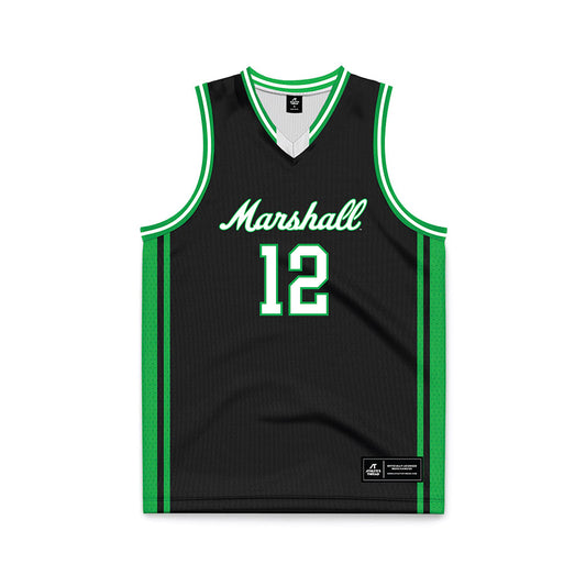 Marshall - NCAA Men's Basketball : Will Moore - Black Basketball Jersey-0