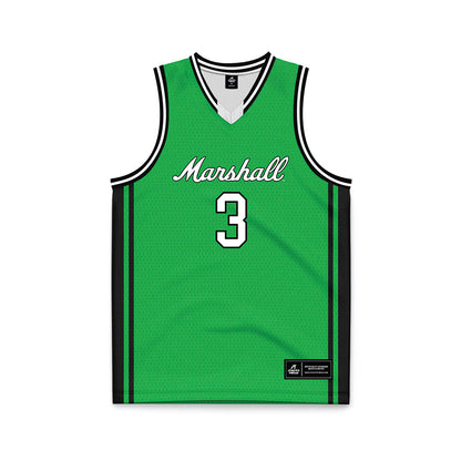 Marshall - NCAA Men's Basketball : Alex Charlotin - Green Basketball Jersey-0