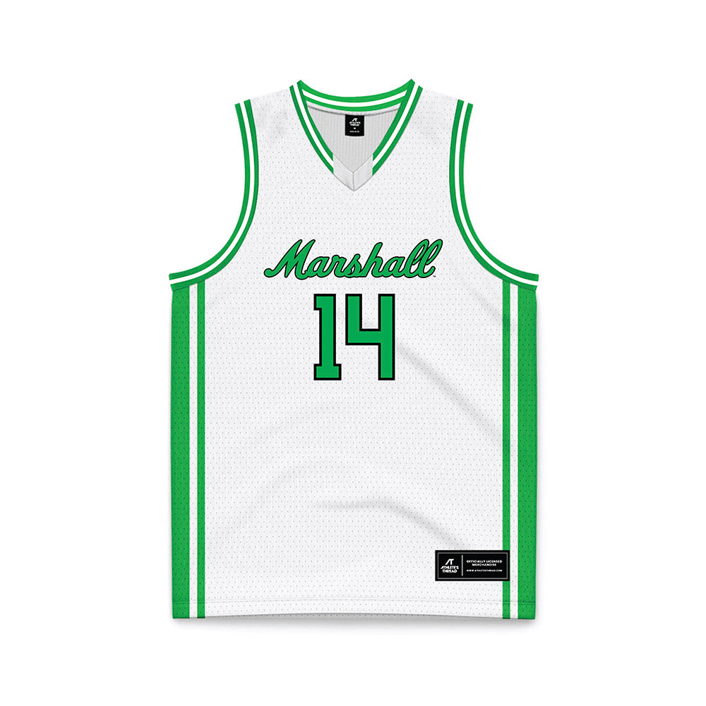 Marshall - NCAA Men's Basketball : Khaman Maker - White Basketball Jersey-0