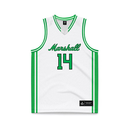 Marshall - NCAA Men's Basketball : Khaman Maker - White Basketball Jersey-0