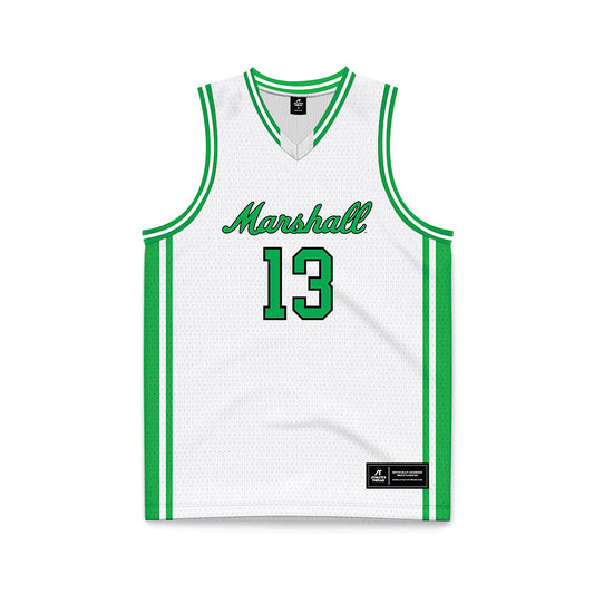 Marshall - NCAA Men's Basketball : Matthew Van Komen - White Basketball Jersey-0