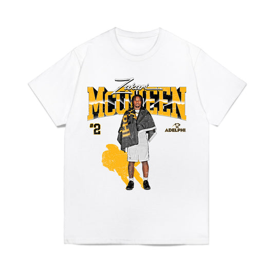 Adelphi - NCAA Men's Basketball : Zakari McQueen - Collage Comfort Colors T-Shirt-0