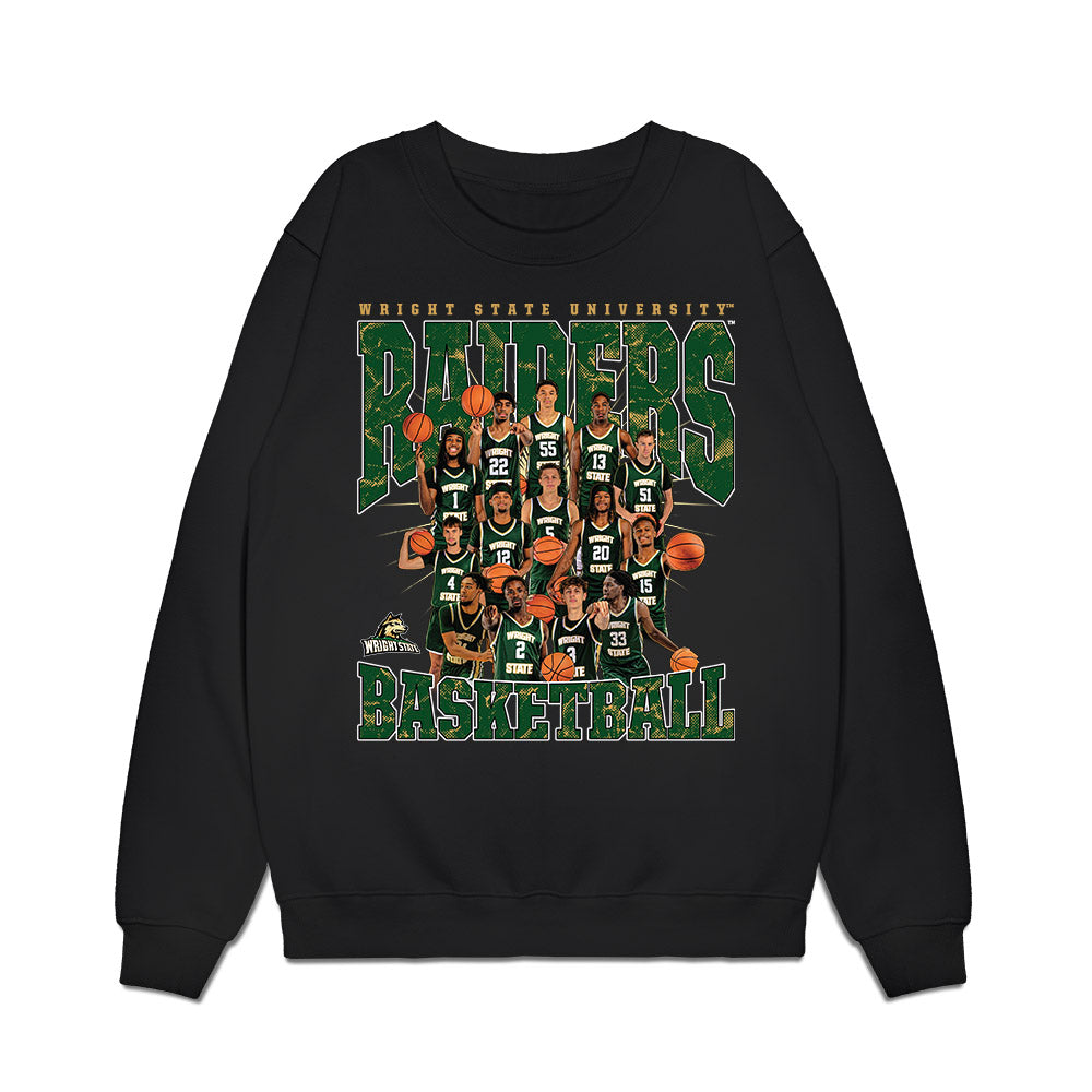 Wright State - NCAA Men's Basketball : - Team Collage Premium Crewneck Sweatshirt-0