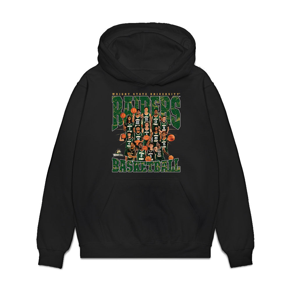 Wright State - NCAA Men's Basketball : - Team Collage Premium Hooded Sweatshirt-0