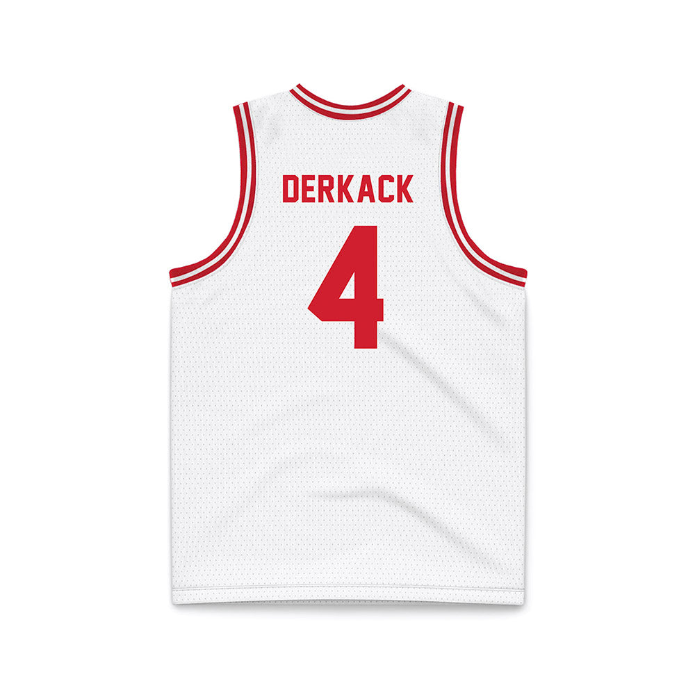 Dayton - NCAA Men's Basketball : Jordan Derkack - White Basketball Jersey-1