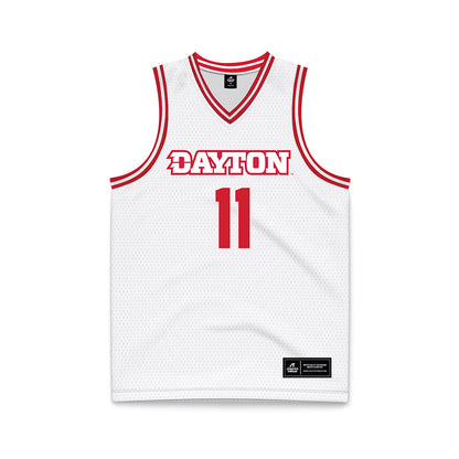 Dayton - NCAA Men's Basketball : Travis Perry - White Basketball Jersey-0