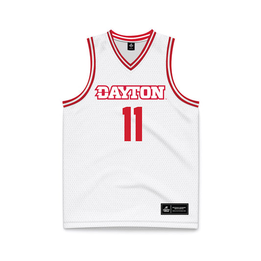 Dayton - NCAA Men's Basketball : Travis Perry - White Basketball Jersey-0