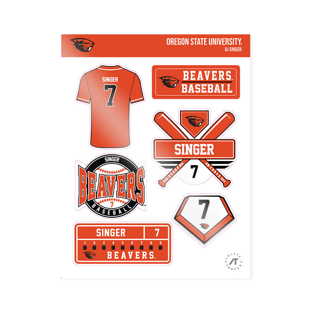 Oregon State - NCAA Baseball : Aj Singer - Sticker Sheet-0