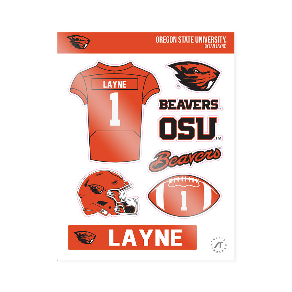 Oregon State - NCAA Football : Dylan Layne - Sticker Sheet-0