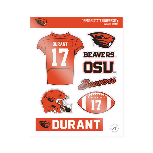 Oregon State - NCAA Football : Malachi Durant - Sticker Sheet-0