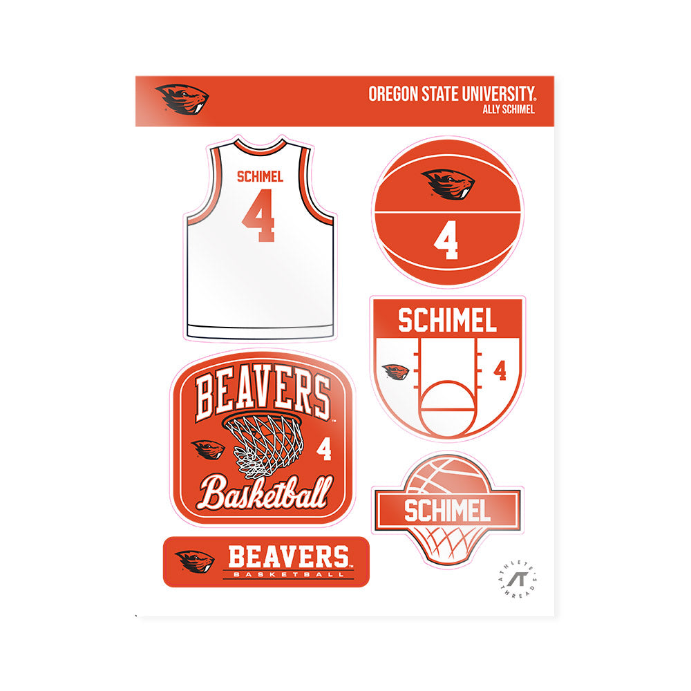 Oregon State - NCAA Women's Basketball : Ally Schimel - Sticker Sheet-0