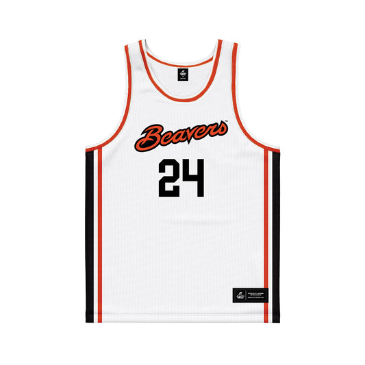 Oregon State - NCAA Men's Basketball : Johan Munch - White Basketball Jersey-0