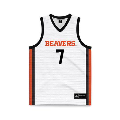 Oregon State - NCAA Women's Basketball : Lucia Navarro - White Basketball Jersey-0