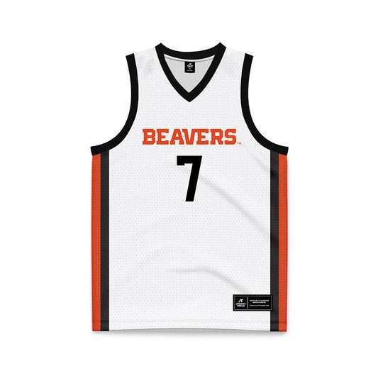 Oregon State - NCAA Women's Basketball : Lucia Navarro - White Basketball Jersey-0
