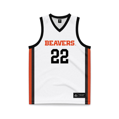 Oregon State - NCAA Women's Basketball : Lara Alonso-Basurto - White Basketball Jersey-0