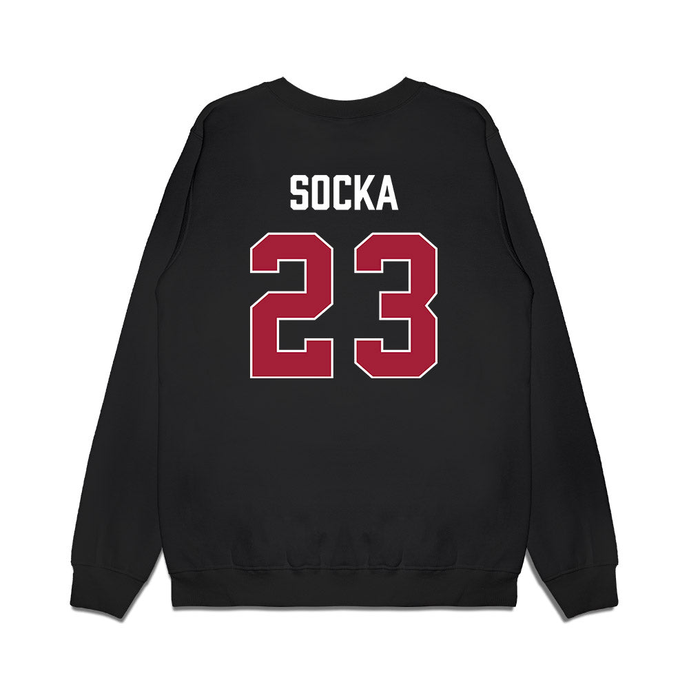 Indiana - NCAA Women's Basketball : Zania Socka - Vintage Basketball Premium Crewneck Sweatshirt-1