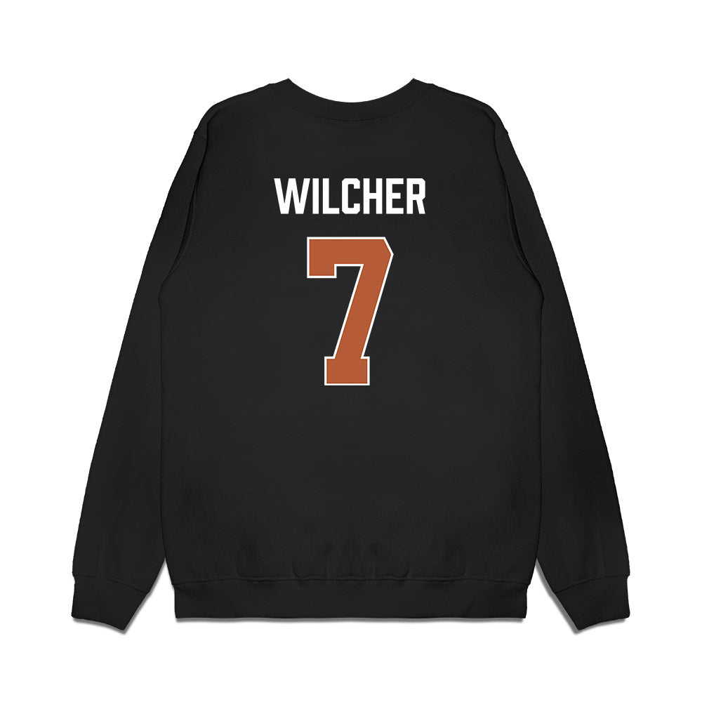 Texas - NCAA Men's Basketball : Simeon Wilcher - Vintage Basketball Premium Crewneck Sweatshirt-1