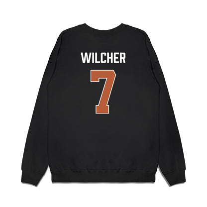 Texas - NCAA Men's Basketball : Simeon Wilcher - Vintage Basketball Premium Crewneck Sweatshirt-1