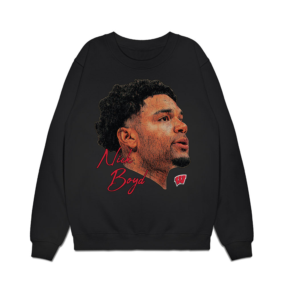 Wisconsin - NCAA Men's Basketball : Nick Boyd - Graphic Premium Crewneck Sweatshirt-0